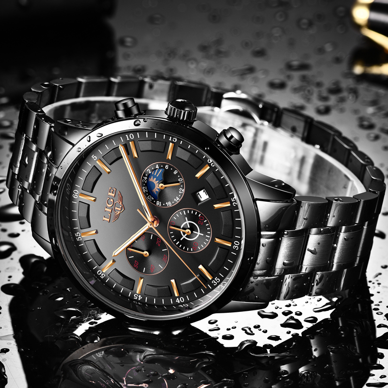 LIGE Fashion Sport Quartz Man  - Luxury Bags Brands List ulasan dan harga