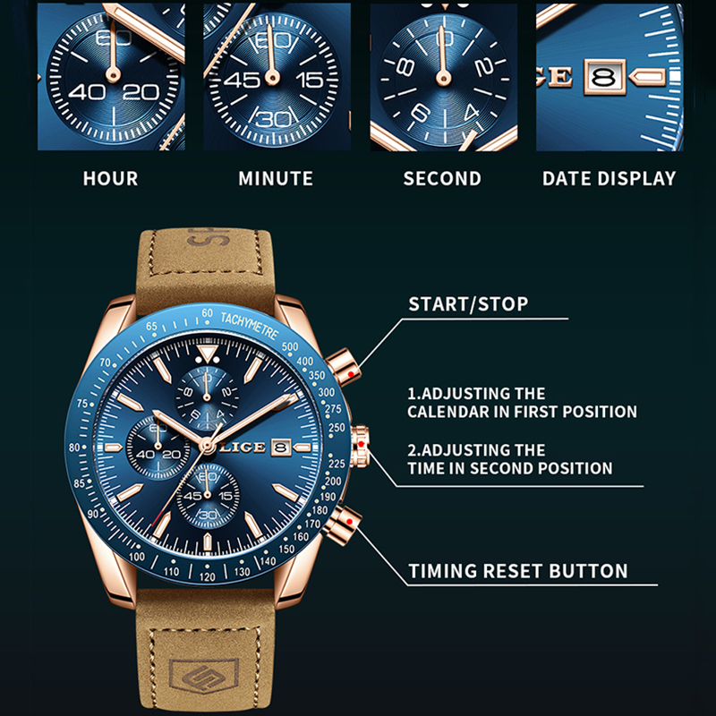 LIGE Casual Sports Men Watch L - Luxury Bags Brands List ulasan dan harga