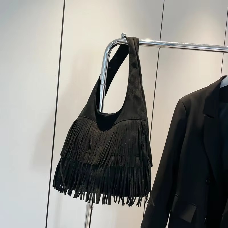 Faux Suede Tassel Shoulder Bag - Luxury Bags On Sales ulasan dan harga