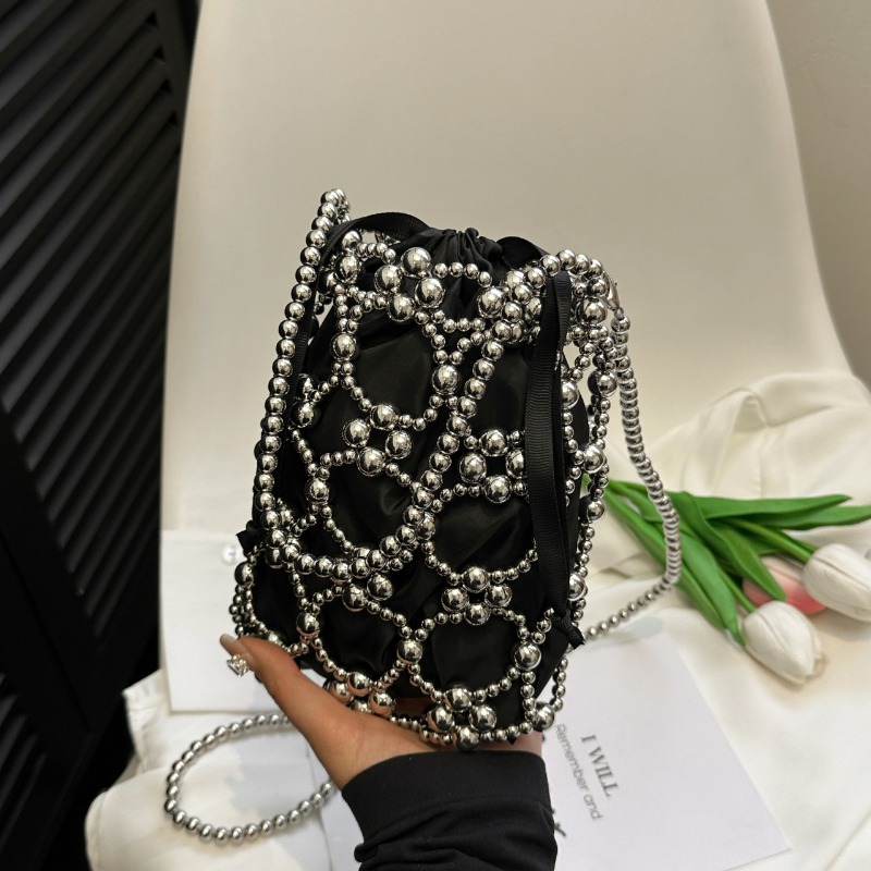 White Beading Bucket Shoulder  - Luxury Bags On Sales ulasan dan harga