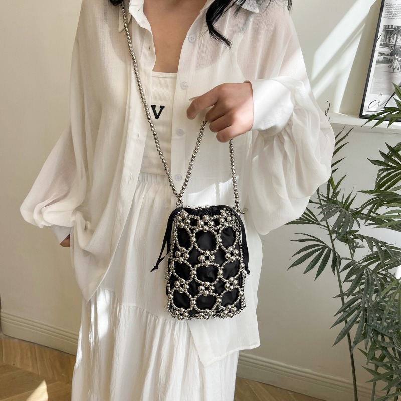 White Beading Bucket Shoulder  - Luxury Bags On Sales ulasan dan harga